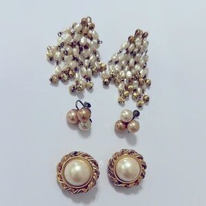VINTAGE Elegant Gold and Pearl Jewelry Set